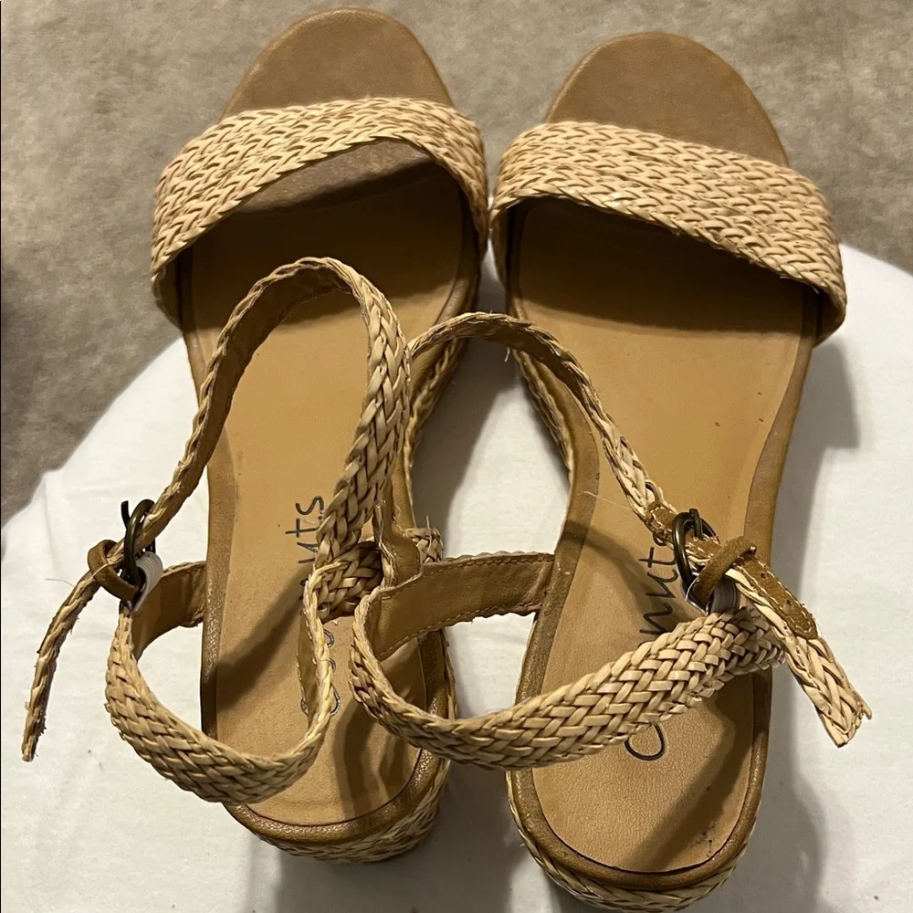 Coconuts by Matisse Braided Strap Wedge Sandals in Natural Tan - Picture 3 of 7